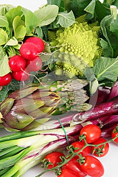 Fresh group of vegetables on white background