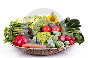 Fresh group of vegetables on white background