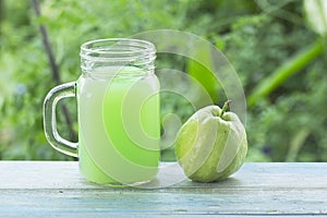 Fresh guava fruit and guava juice