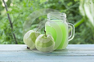 Fresh guava fruit and guava juice