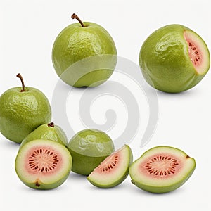 Fresh guava fruit, isolated on white background