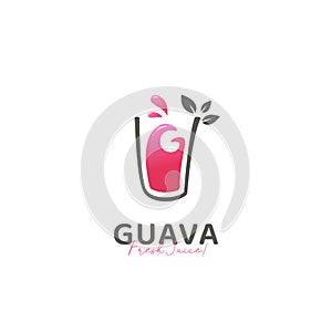 Fresh Guava fruit juice drink logo icon template