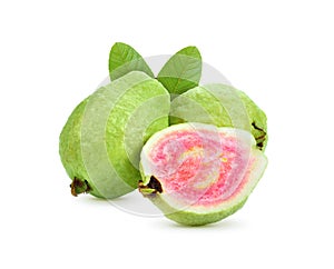 Fresh guava fruit on white background