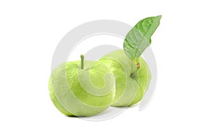 Fresh Guava with leaves  on white background