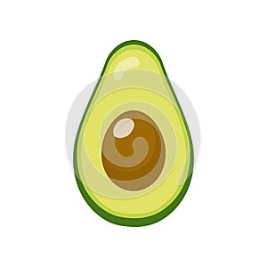 Fresh half avocado isolated on white background. Organic food. Cartoon style. Vector illustration for design.