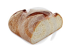 Fresh half bread on white isolated background