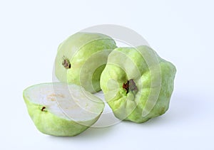 Fresh half of Guava fruit over white background