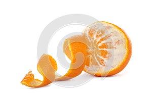 Fresh half peeled orange