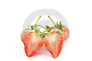 Fresh half strawberries.