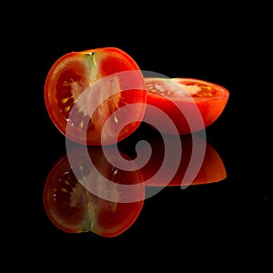 Fresh halfed red tomato