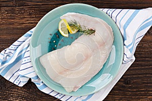 Fresh halibut fillet photo