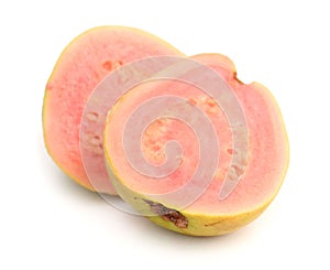 Two halves pink guava