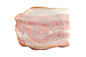 fresh ham fat at cellophane package isolated on a white background