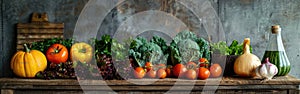 Fresh Harvest of Organic Vegetables on Table - Agriculture, Bio-Food Photography Background for Shopping Ventures