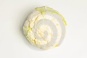 A fresh head of cauliflower isolated on white background