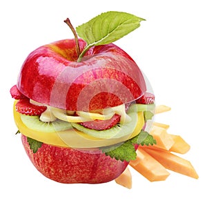 Fresh healthy apple burger or sandwich