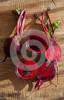 Fresh healthy beetroot juice and vegetable