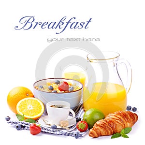 Fresh healthy breakfast with copyspace