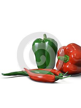 Fresh, healthy, delicious looking bell peppers and chili