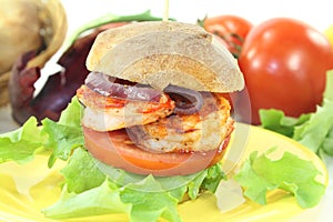 Fresh healthy delicious prawn burger