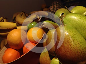 Fresh, healthy Fruit heaped in Bowls