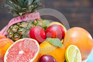 Fresh healthy fruit and weight loss concept