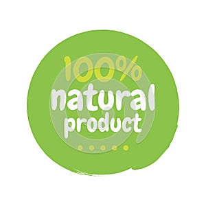 Fresh healthy organic vegan food badge. Vector hand drawn illustration. Vegetarian eco green concept