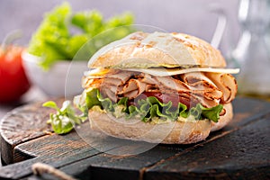 Fresh and healthy pesto turkey sandwich
