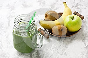 Fresh healthy refreshment organic green fruity juicy smoothie
