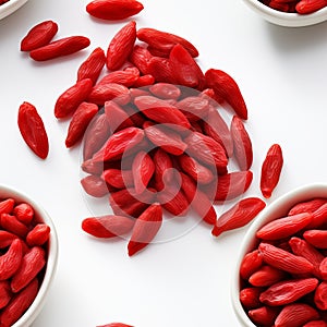 Fresh and healthy ripe goji berries, rich in antioxidants, isolated on a crisp white background