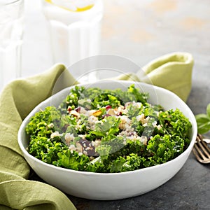 Fresh healthy salad with kale and quinoa