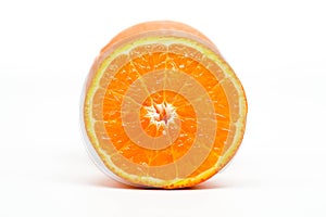 Fresh healthy slice mandarin orange citrus isolated on white background