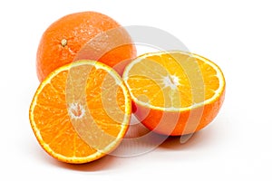 Fresh healthy slice mandarin orange citrus isolated on white background