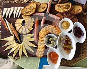 Fresh and Healthy Snack Platter on Table, High Angle View