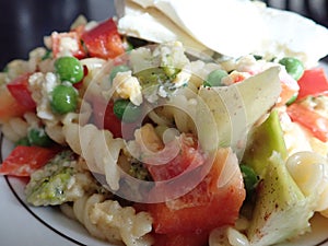 Fresh healthy vegetable pasta salad