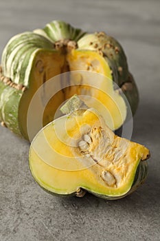 Fresh heirloom green Turban squash