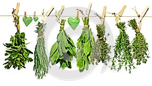 Fresh herbs and hearts of cloth