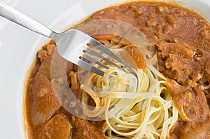 fresh homecook spaghett on wooden