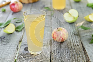 Fresh homemade apple juice and apples