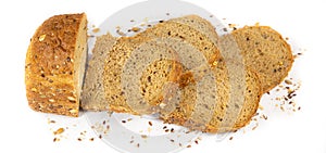 Fresh Homemade bread grain diet for health food from natural flour, good for everyone`s breakfast on a white background