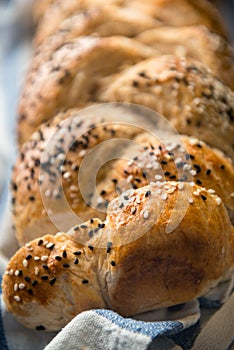 Fresh homemade bread with sesame