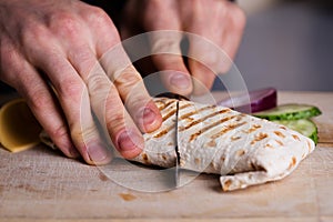 Fresh homemade chicken wrap tortilla