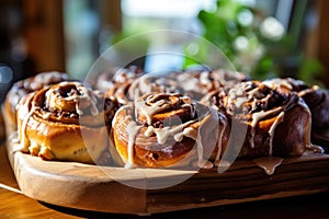 Fresh homemade Cinnamon rolls or Cinnamon buns, AI Generated