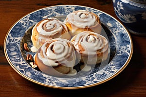 Fresh homemade Cinnamon rolls or Cinnamon buns, AI Generated