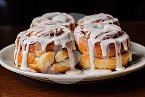 Fresh homemade Cinnamon rolls or Cinnamon buns, AI Generated