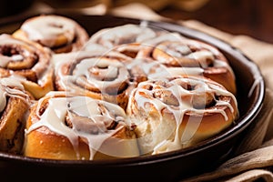 Fresh homemade Cinnamon rolls or Cinnamon buns, AI Generated