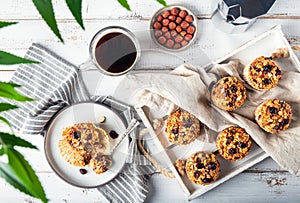 Fresh homemade oatmeal muffins with dried cranberry