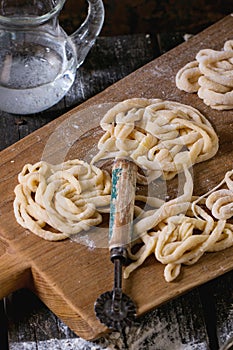 Fresh homemade pasta pici