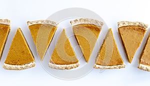 Fresh homemade pumpkin pie slices