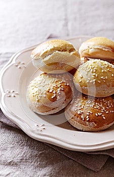 Fresh homemade scones on a plate (Great Britain)